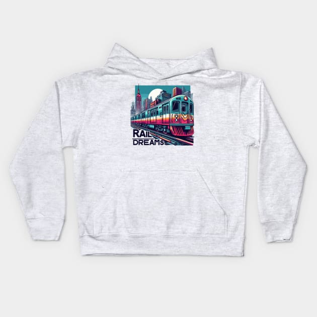 Subway Train, Rail Dreams Kids Hoodie by Vehicles-Art